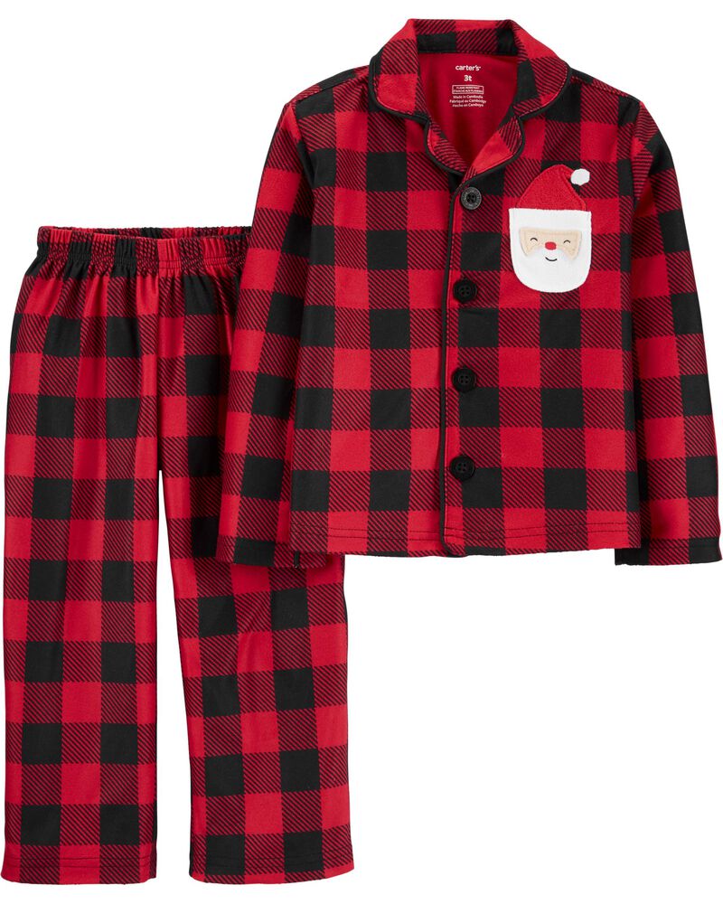 NEW CARTERS BOYS 2 PIECE SET FLEECE OUTFIT RED BLACK PLAID SIZE 3M 6M 24M